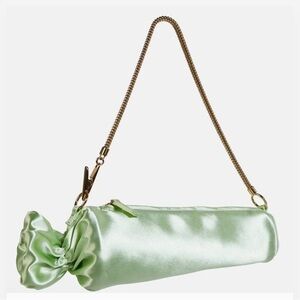 Edie Parker NWT Mint Green Satin Wristlet “blunt” style